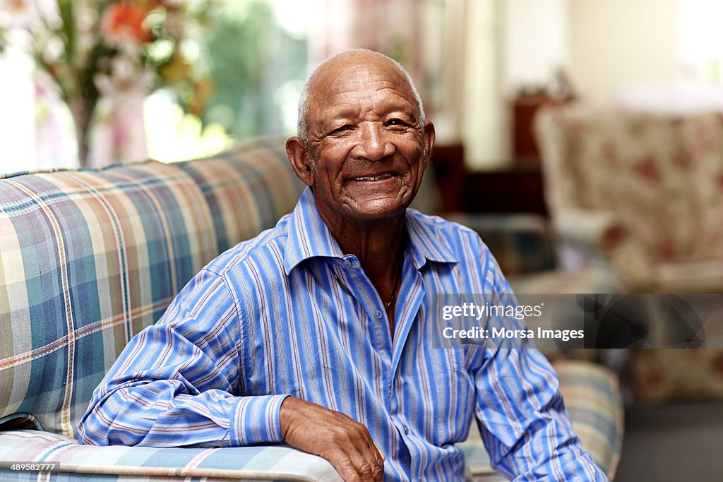 Happy senior man in nursing home
