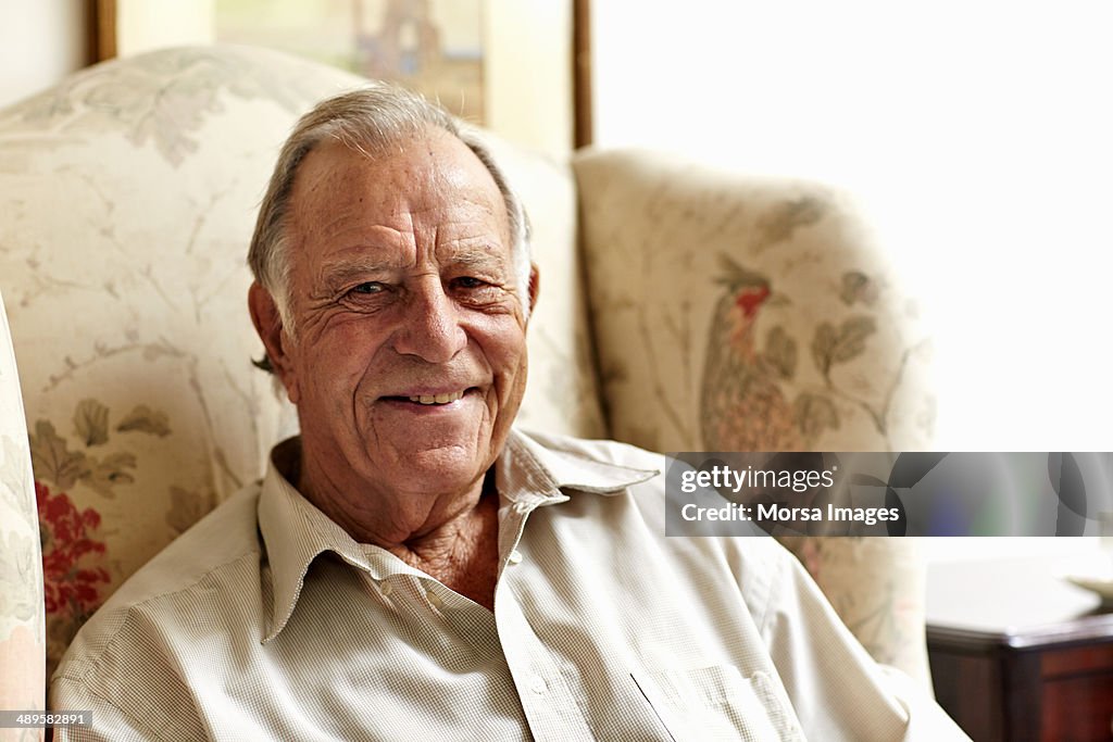 Contented senior man in nursing home