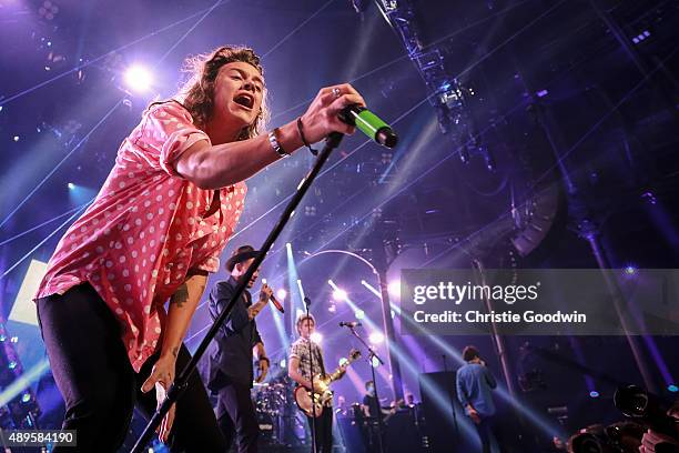 Harry Styles, Liam Payne, Niall Horan and Louis Tomlinson of One Direction perform on stage as part of Apple Music Festival at The Roundhouse on...