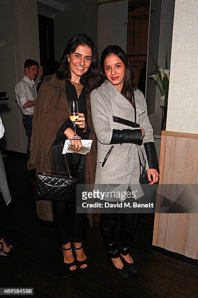 Alice Ferraz and guest attend an after party for the exclusive viewing of 'McQueen' hosted by Karim Al Fayed for Lonely Rock Investments during...