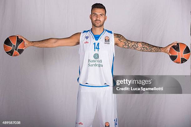 Brian Sacchetti of Dinamo Banco di Sardegna Sassari poses during the 2015/2016 Turkish Airlines Euroleague Basketball Media Day at Palaserradimigni...