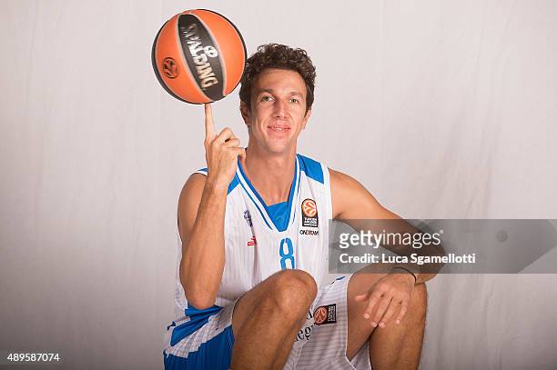 Giacomo Devecchi, #8 of Dinamo Banco di Sardegna Sassari poses during the 2015/2016 Turkish Airlines Euroleague Basketball Media Day at...