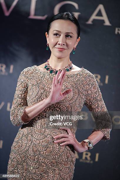 Actress Carina Lau promotes Bvlgari on September 22, 2015 in Beijing, China.