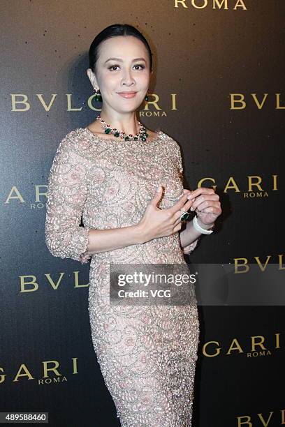 Actress Carina Lau promotes Bvlgari on September 22, 2015 in Beijing, China.