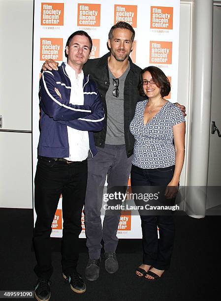 Ryan Fleck, Ryan Reynolds and Anna Boden attend the The Film Society Of Lincoln Center Sneak Previews: "Mississippi Grind" at The Film Society of...