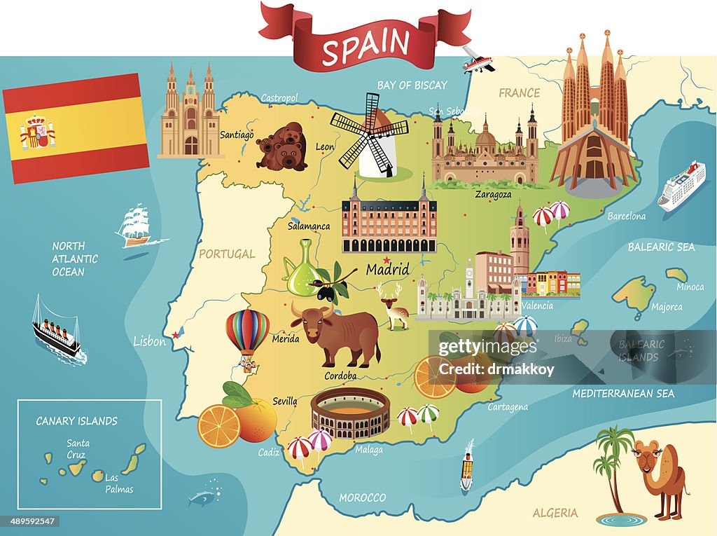 Cartoon map of SPAIN