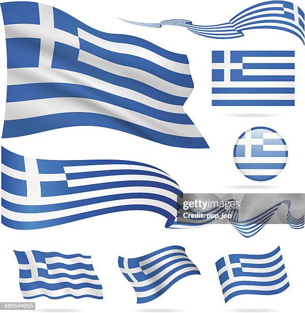 stockillustraties, clipart, cartoons en iconen met flags of greece - icon set - illustration - greek flag