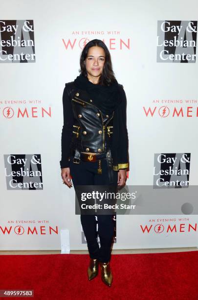 Actress Michelle Rodriguez arrives at The LA Gay & Lesbian Center's Annual "An Evening With Women" at The Beverly Hilton Hotel on May 10, 2014 in...