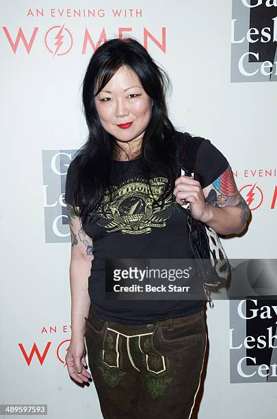 Comedian Margaret Cho arrives at The LA Gay & Lesbian Center's Annual "An Evening With Women" at The Beverly Hilton Hotel on May 10, 2014 in Beverly...