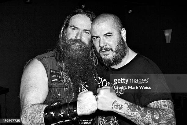 Zakk Wylde of Black Label Society and Phil Anselmo of Down after their performance of Pantera's "I'm Broken" with Black Label Society at Best Buy...