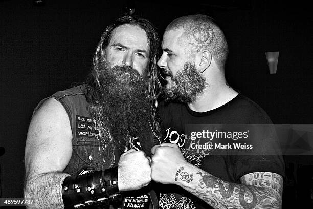 Zakk Wylde of Black Label Society and Phil Anselmo of Down after their performance of Pantera's "I'm Broken" with Black Label Society at Best Buy...