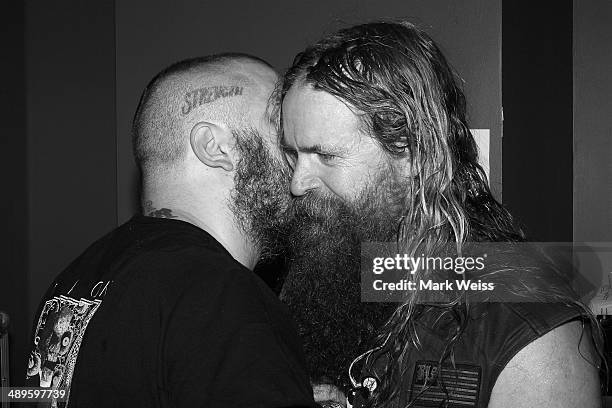 Zakk Wylde of Black Label Society and Phil Anselmo of Down after their performance of Pantera's "I'm Broken" with Black Label Society at Best Buy...