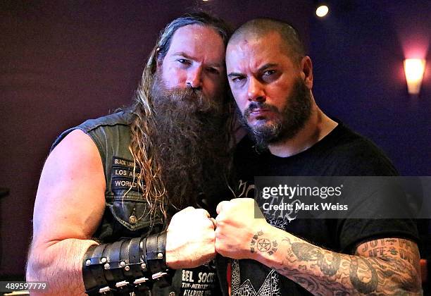 Zakk Wylde of Black Label Society and Phil Anselmo of Down after their performance of Pantera's "I'm Broken" with Black Label Society at Best Buy...