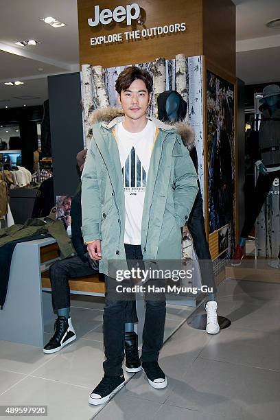 Actor Kim Kang-Woo makes an appearance at Jeep Brand at Hyundai Department Store on September 23, 2015 in Seoul, South Korea.