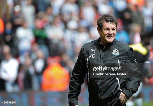 Newcastle Assistant Manager John Carver during the Barclays Premier League match between Liverpool and Newcastle United at Anfield on May 11 in...