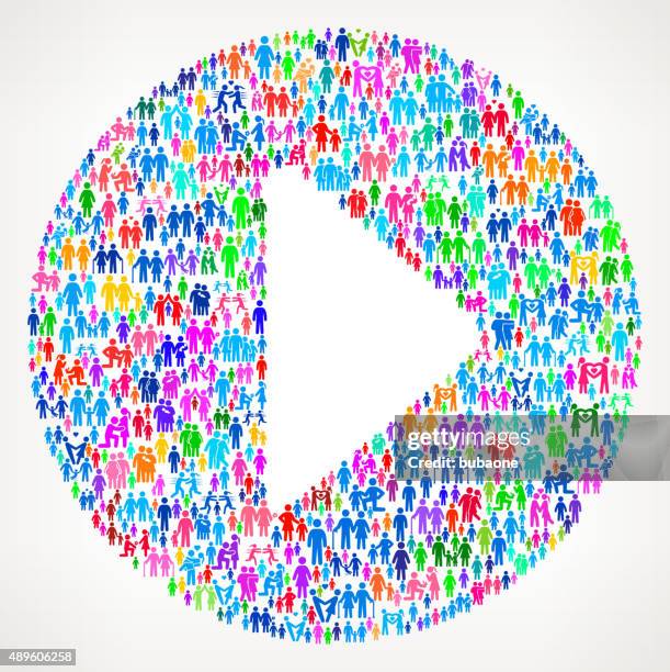 play button on vector family pattern background - grandparent playing stock illustrations