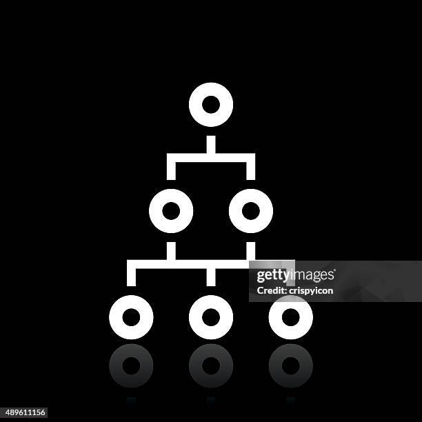 organization chart icon on a black background. - white series - circle org chart stock illustrations