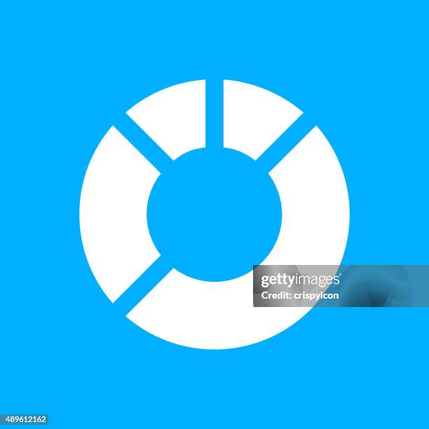 donut chart icon on a blue background. - smooth series - donut chart stock illustrations