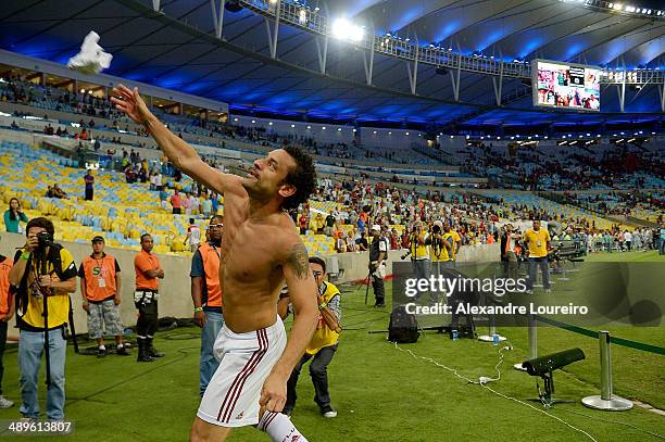 Fred of Fluminense after a match between Fluminense and Flamengo as part of Brasileirao Series A 2014 at Maracana on May 11, 2014 in Rio de Janeiro,...