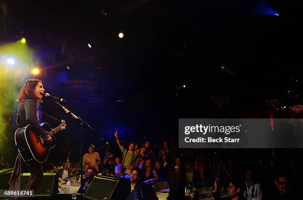 Musician Linda Perry performs at The LA Gay & Lesbian Center's Annual "An Evening With Women" at The Beverly Hilton Hotel on May 10, 2014 in Beverly...