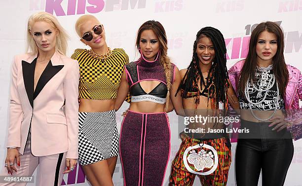 Lauren Bennett, Paula Van Oppen, Emmalyn Estrada, Simone Battle and Natasha Slayton of the group G.R.L. Attend 102.7 KIIS FM's 2014 Wango Tango at...