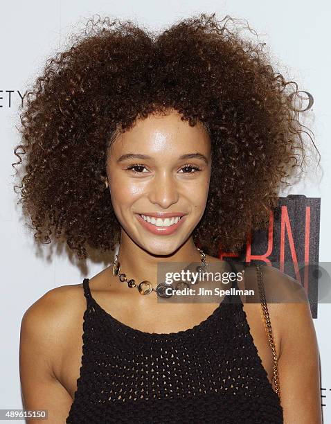 Model Bianca Gittens attends the The Cinema Society and Ruffino host a screening of Warner Bros. Pictures' "The Intern" at the Landmark's Sunshine...