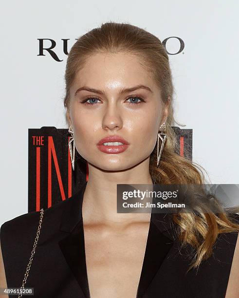 Model Alexandria Morgan attends the The Cinema Society and Ruffino host a screening of Warner Bros. Pictures' "The Intern" at the Landmark's Sunshine...