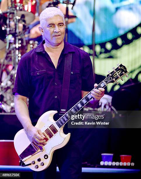 Musician Pat Smear of Foo Fighters performs at the Forum on September 22, 2015 in Inglewood, California.