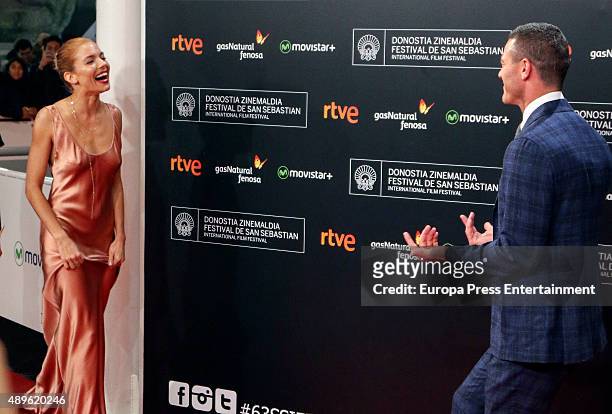 Sienna Miller and Luke Evans attend 'High-Rise' premiere during 63rd San Sebastian Film Festival on September 22, 2015 in San Sebastian, Spain.