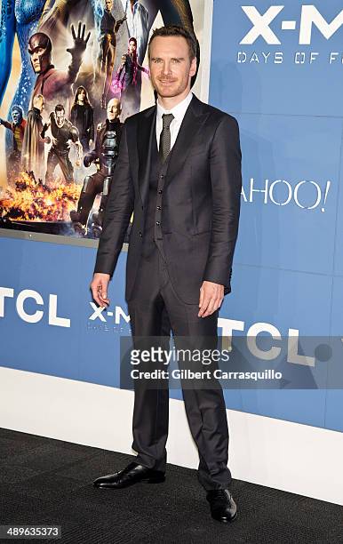Actor Michael Fassbender attends the "X-Men: Days Of Future Past" world premiere at Jacob Javits Center on May 10, 2014 in New York City.