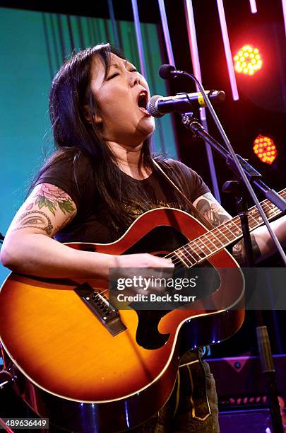 Comedian Margaret Cho performs at The LA Gay & Lesbian Center's Annual "An Evening With Women" at The Beverly Hilton Hotel on May 10, 2014 in Beverly...