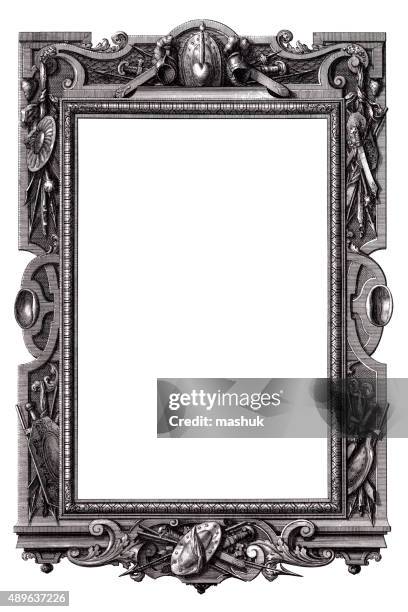 antique frame isolated on white - intaglio stock illustrations