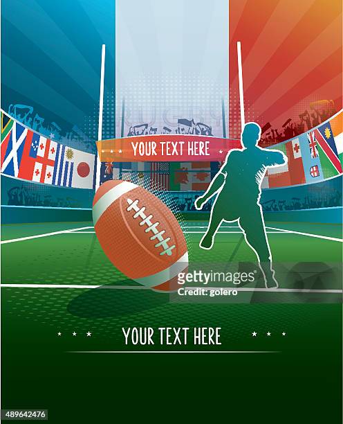 stockillustraties, clipart, cartoons en iconen met french rugby stadium background - rugby silhouette