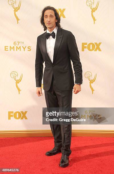 Actor Adrien Brody arrives at the 67th Annual Primetime Emmy Awards at Microsoft Theater on September 20, 2015 in Los Angeles, California.