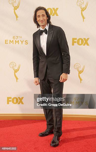 Actor Adrien Brody arrives at the 67th Annual Primetime Emmy Awards at Microsoft Theater on September 20, 2015 in Los Angeles, California.