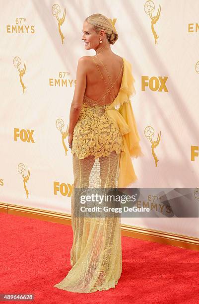 Heidi Klum arrives at the 67th Annual Primetime Emmy Awards at Microsoft Theater on September 20, 2015 in Los Angeles, California.