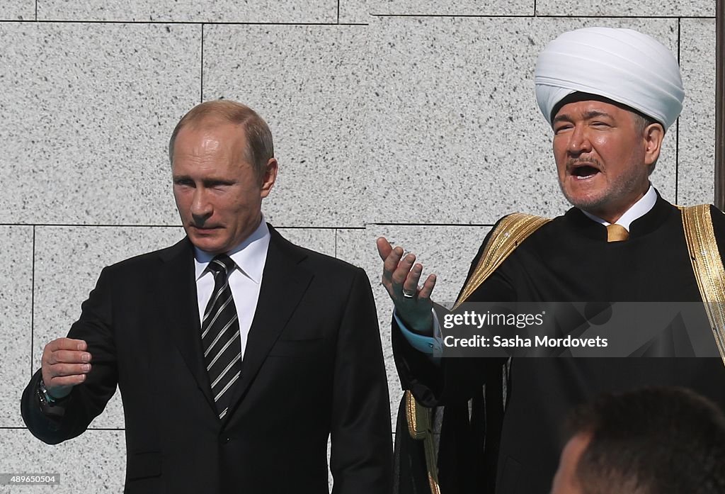 Russian President Vladimir Putin Attends Moscow Cathedral Mosque Opening
