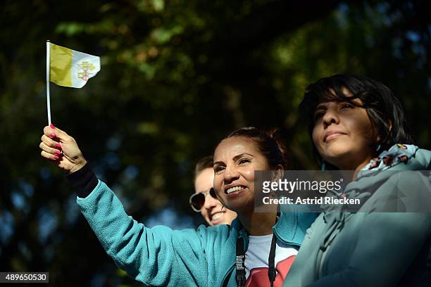 Grecia Carvajal came all the way from Fort Lauderdale, Florida to see Pope Francis during a parade on the streets around the Ellipse, south of the...