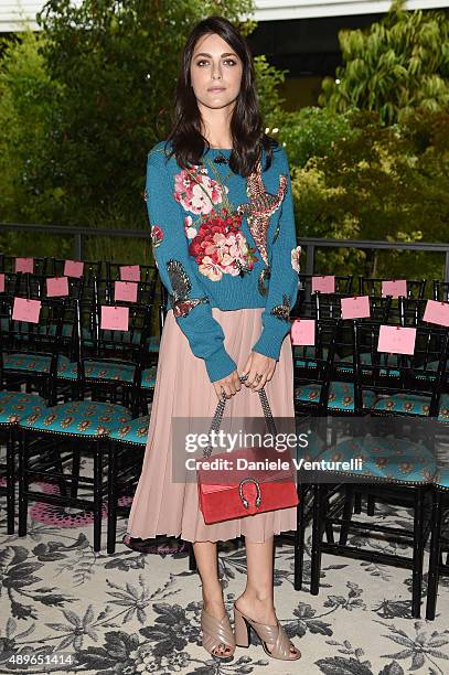 Miriam Leone arrives at the Gucci show during the Milan Fashion Week Spring/Summer 2016 on September 23, 2015 in Milan, Italy.