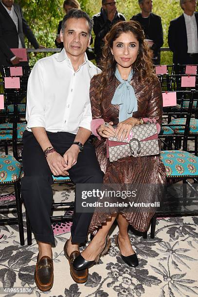 Chetan and Roohi Jaikishan arrive at the Gucci show during the Milan Fashion Week Spring/Summer 2016 on September 23, 2015 in Milan, Italy.