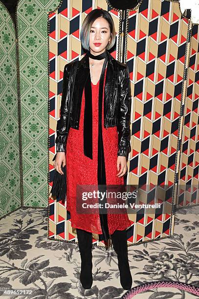 Irene Kim attends the Gucci show during the Milan Fashion Week Spring/Summer 2016 on September 23, 2015 in Milan, Italy.