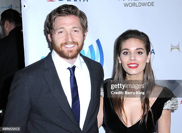 Actor Lucas Neff and actress Caitlin Stasey attend the 25th annual GLAAD Media Awards on April 12, 2014 at The Beverly Hilton Hotel in Beverly Hills,...