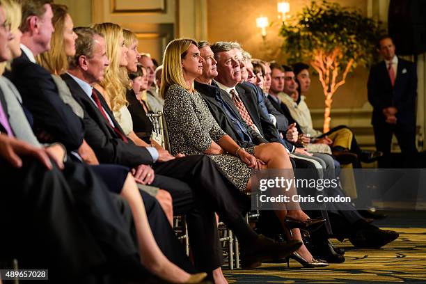 Liezl Els, Peter Jacobsen and Hal Sutton attend the Payne Stewart Award ceremony for Ernie Els, held following practice for the TOUR Championship by...