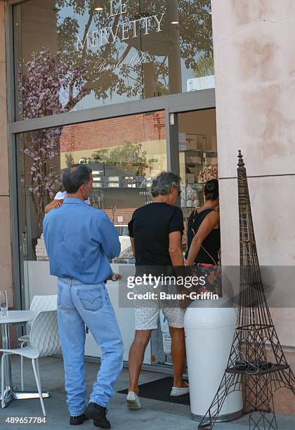 Andrea Bocelli with his wife Veronica Berti are seen getting his birthday cake on September 22, 2015 in Los Angeles, California.