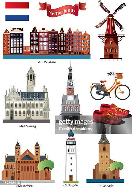 niederlande symbole - middelburg netherlands stock-grafiken, -clipart, -cartoons und -symbole