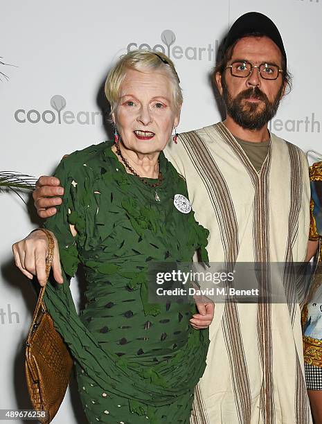 Dame Vivienne Westwood and Andreas Kronthaler attend the launch of the Cool Earth Goes Global initiative hosted by Dame Vivienne Westwood and Andreas...