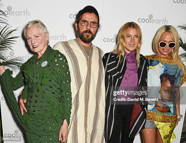 Dame Vivienne Westwood, Andreas Kronthaler, Dree Hemingway and Pamela Anderson attend the launch of the Cool Earth Goes Global initiative hosted by...