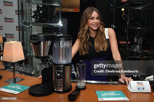 Sofia Vergara partners with Ninja to launch Ninja Coffee Bar at Andaz Hotel on September 23, 2015 in New York City.