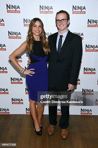 Sofia Vergara and Greg Fish of SharkNinja partner to launch Ninja Coffee Bar at Andaz Hotel on September 23, 2015 in New York City.