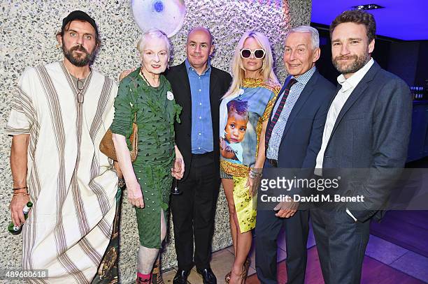 Andreas Kronthaler, Dame Vivienne Westwood, Johan Eliasch, Pamela Anderson, Frank Field MP and Matthew Owen attends the launch of the Cool Earth Goes...